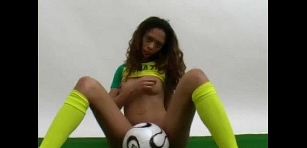  Dark skinned Ivorian soccer girl teasing